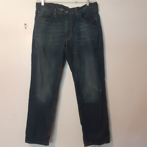 Levi's 541 Athletic Taper Stretch Mens Jeans 36x30 Dark Blue Whiskers 5 Pocket - Picture 1 of 8